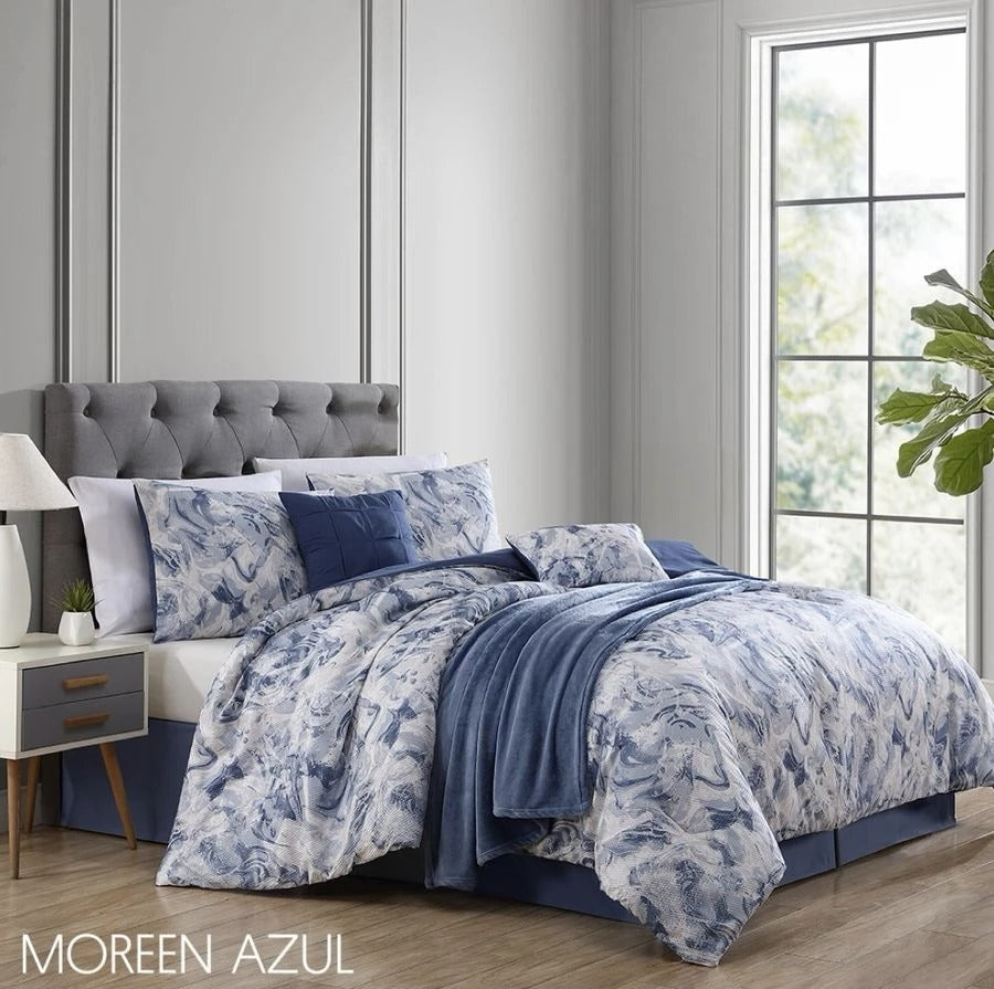 Set Edredón Moreen Azul 7 pzas