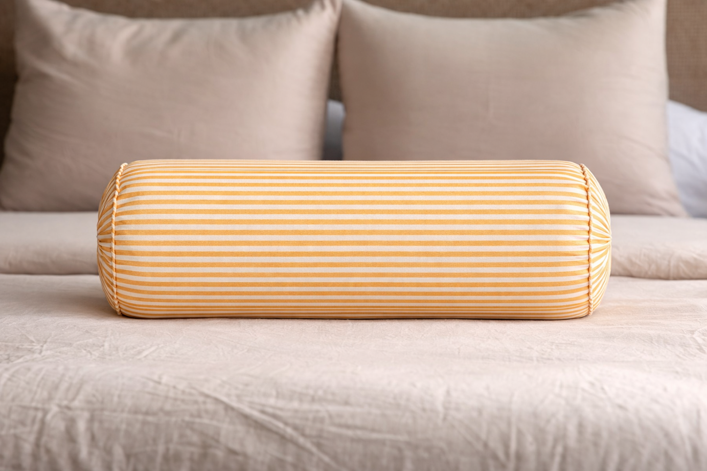 Cojín Rayas Amarillo Cilindro 20 x 60