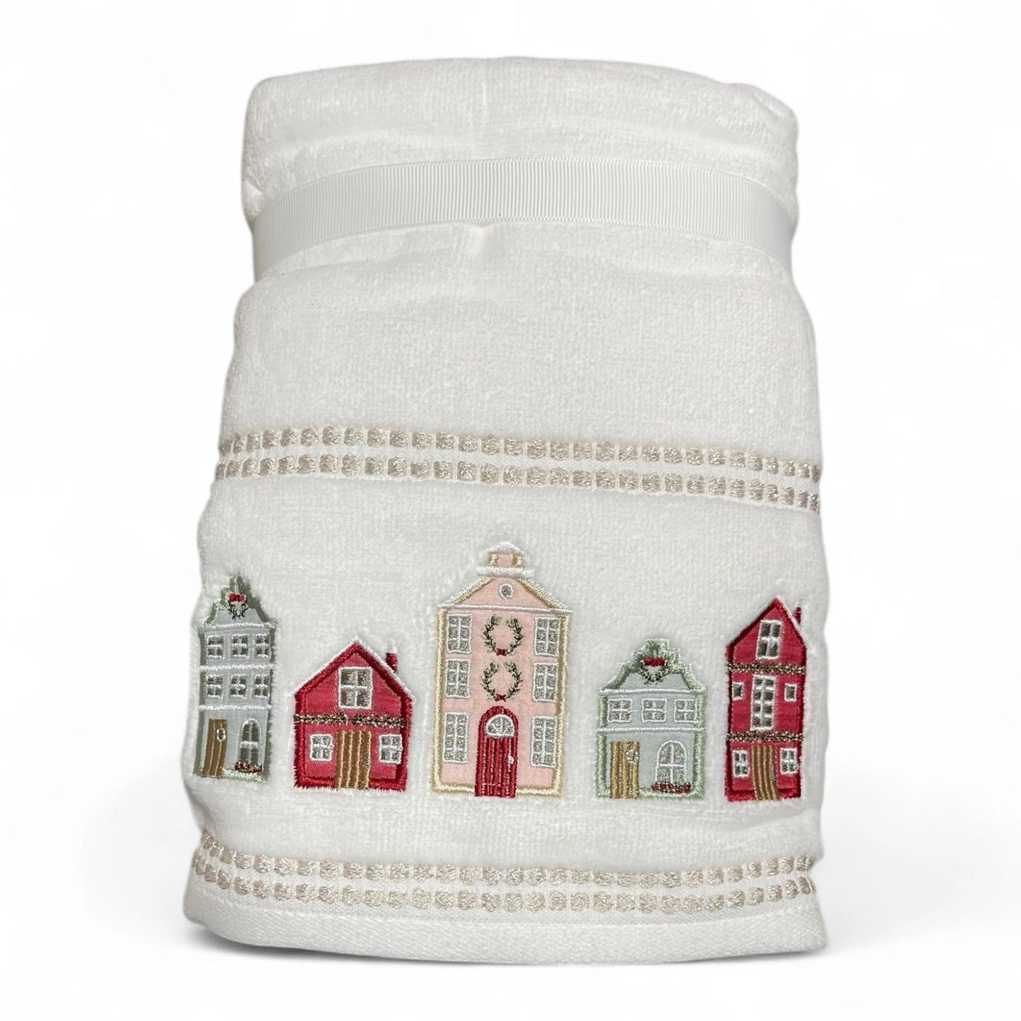 Toalla Manos Navidad Casas Set 2 Piezas