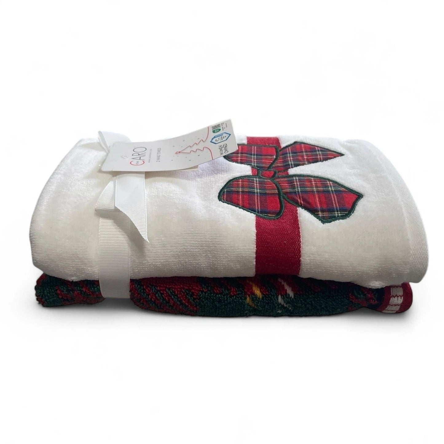 Toalla Manos Navidad Moño Set 2 Piezas