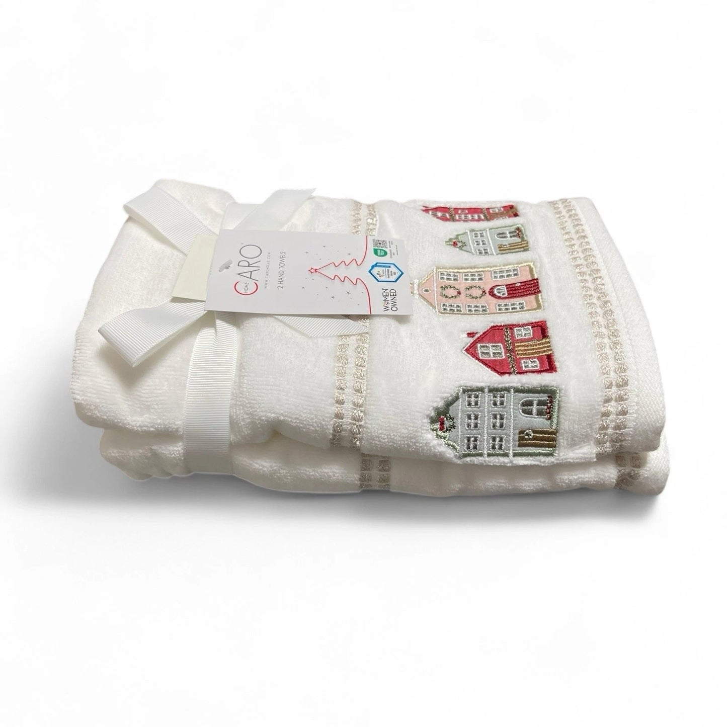 Toalla Manos Navidad Casas Set 2 Piezas