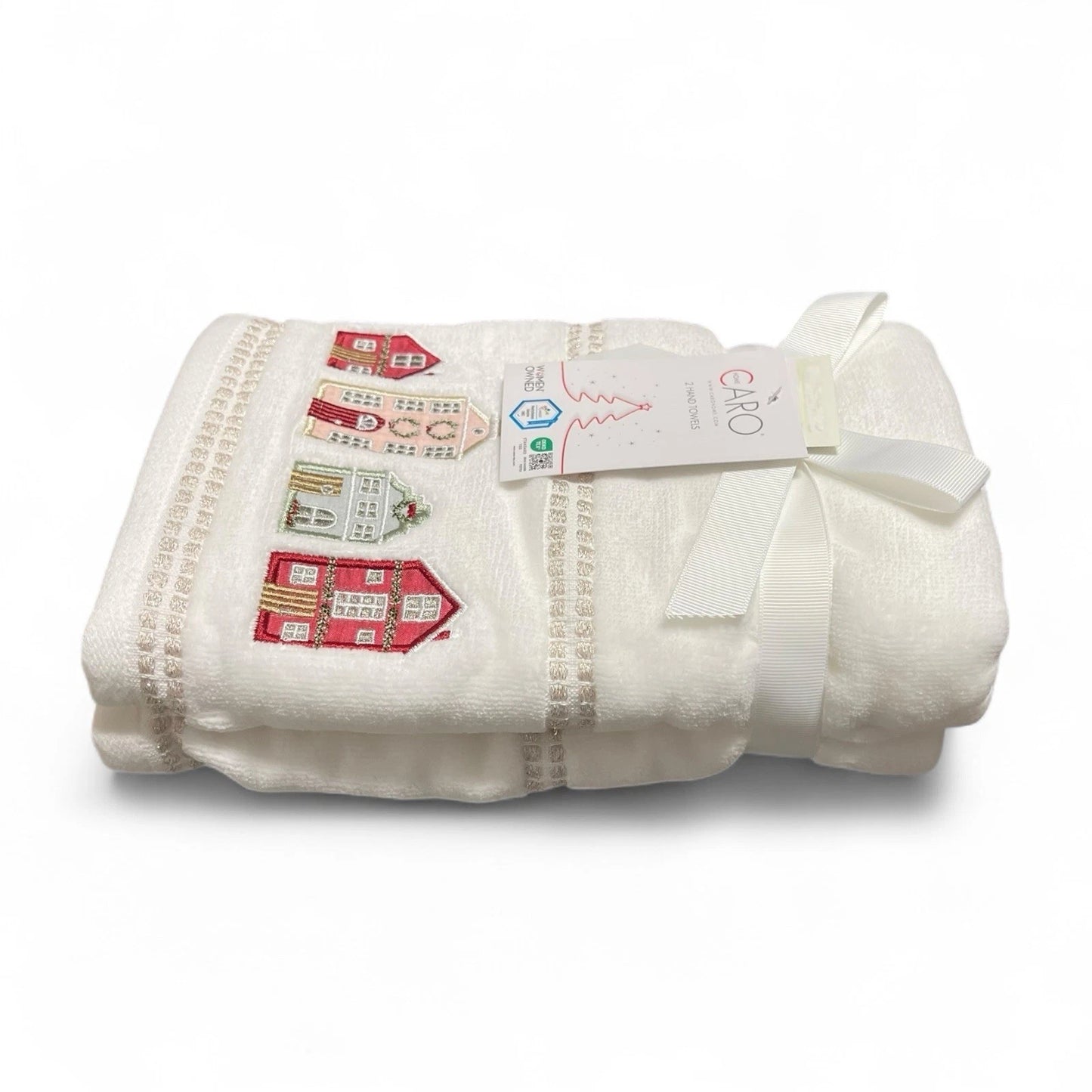 Toalla Manos Navidad Casas Set 2 Piezas