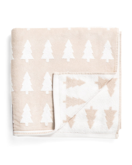 Toalla Manos Navidad Pinos Beige Set 2 Piezas