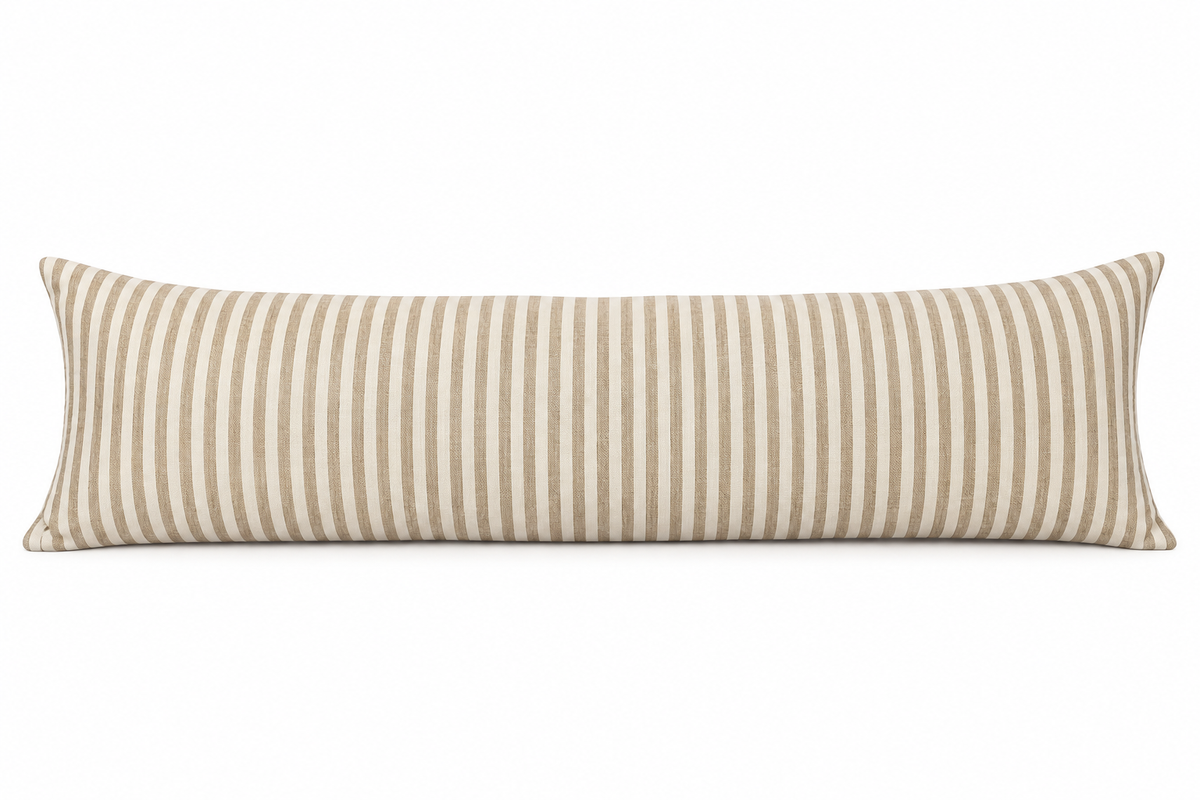 Cojín Lino Rayas Beige Riñonera  90 x 25