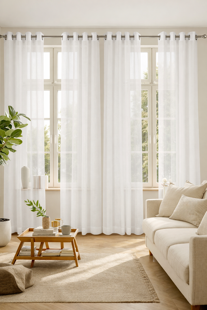 Set Cortinas Lino Trey Semi Traslucidas Ojal
