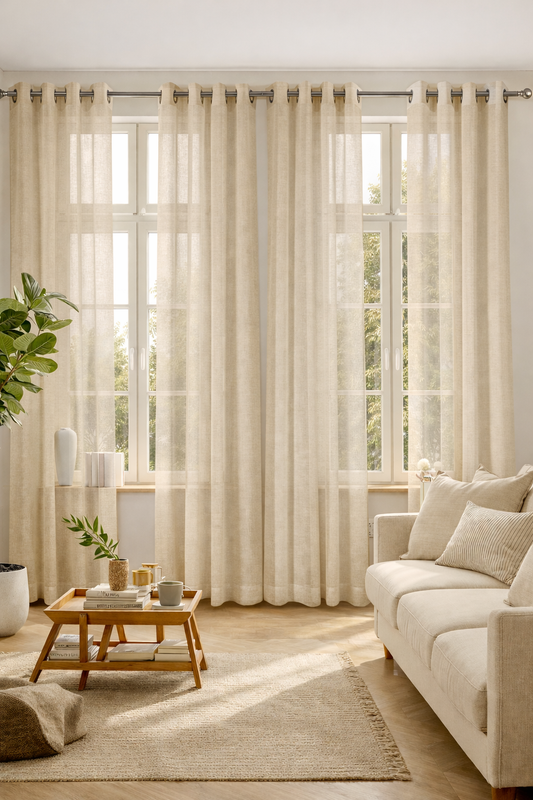 Set Cortinas Lino Trey Semi Traslucidas Ojal