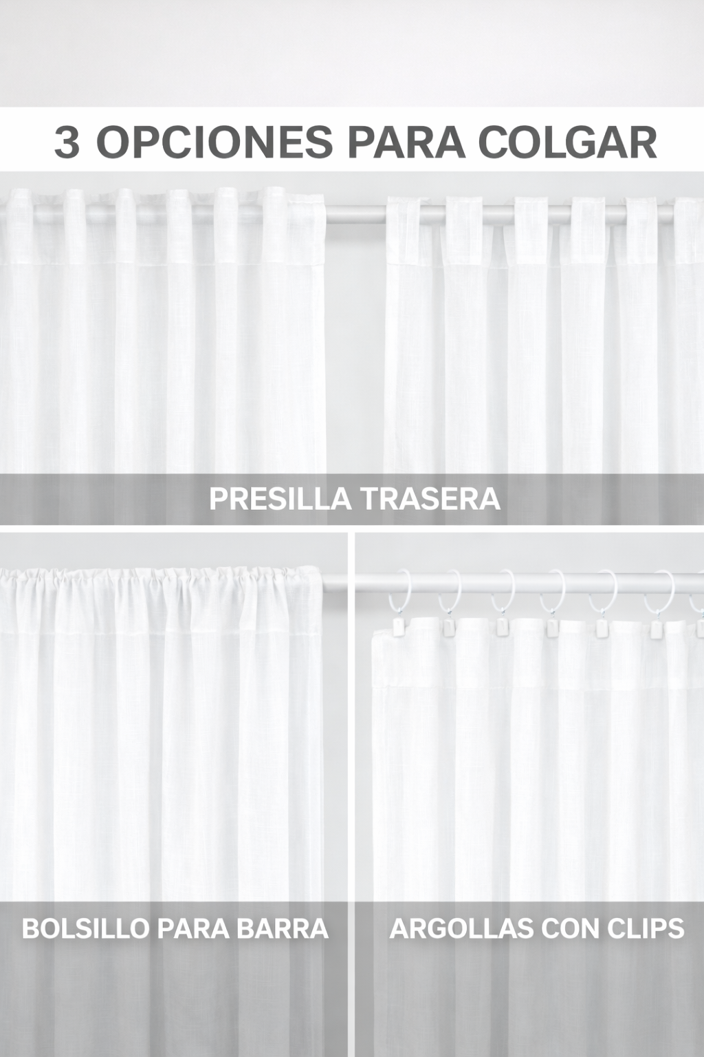 Set Cortinas Lino Sereniti Semi Traslucidas