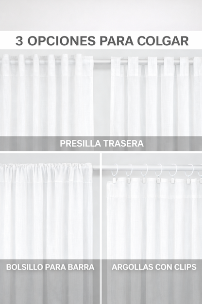 Set Cortinas Lino Sereniti Semi Traslucidas