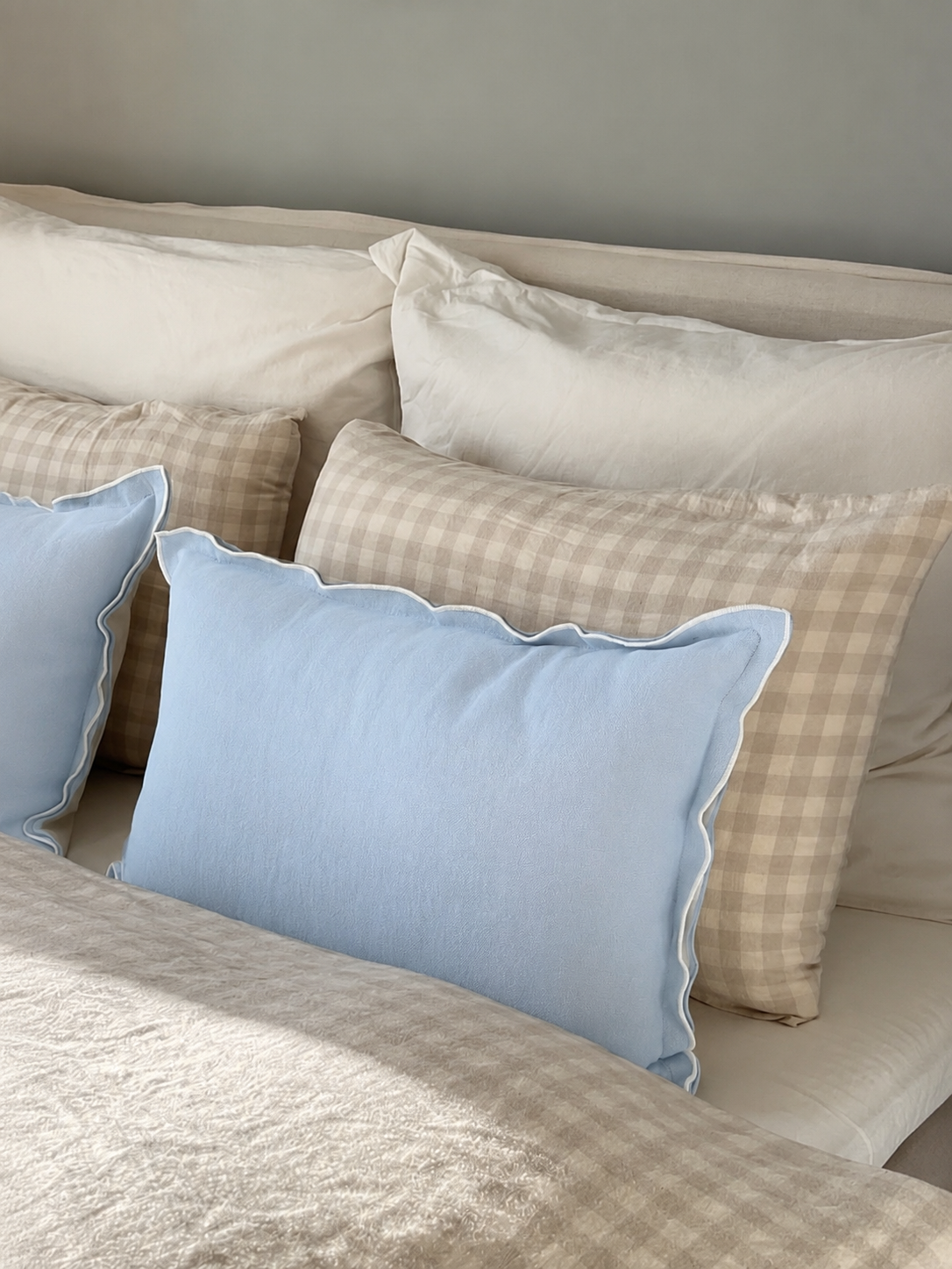 Cojín Lino Rayas Beige Riñonera  70 x 25