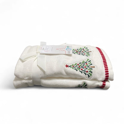 Toalla Manos Navidad Pinos Set 2 Piezas