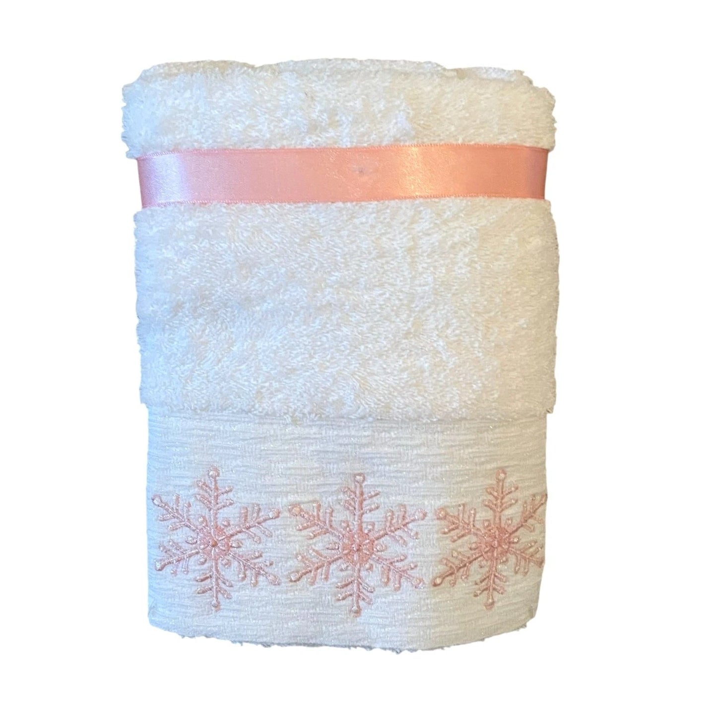 Toalla Manos Navidad Copos Blanco Set 2 Piezas