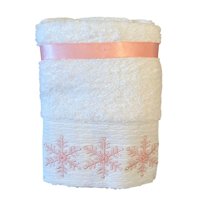 Toalla Manos Navidad Copos Blanco Set 2 Piezas