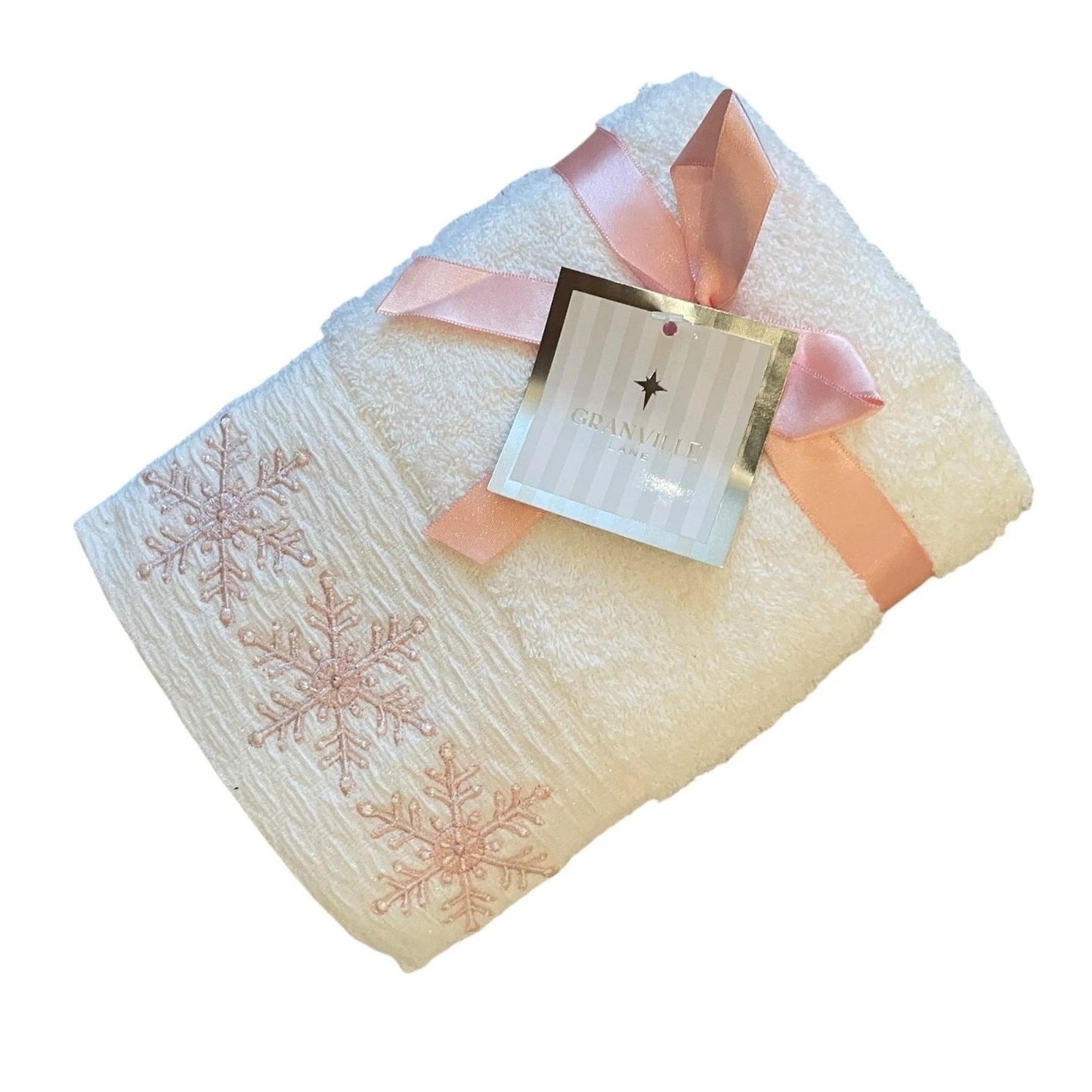 Toalla Manos Navidad Copos Blanco Set 2 Piezas