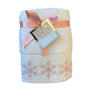 Toalla Manos Navidad Copos Blanco Set 2 Piezas