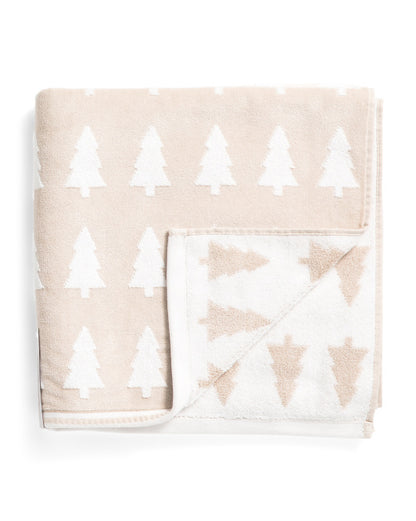 Toalla Manos Navidad Pinos Beige Set 2 Piezas