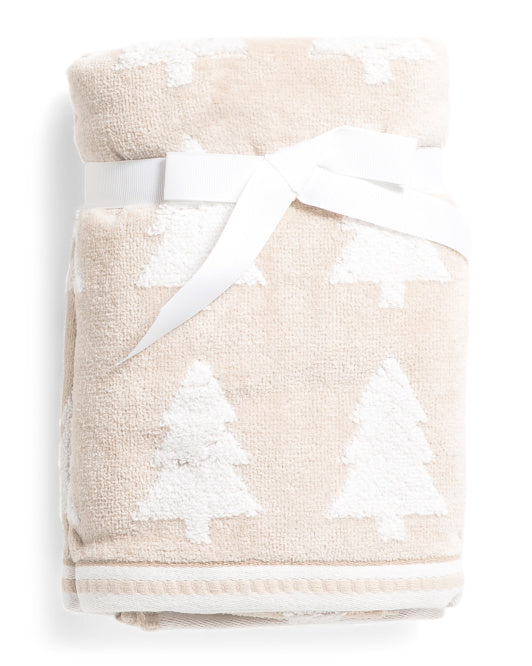 Toalla Manos Navidad Pinos Beige Set 2 Piezas
