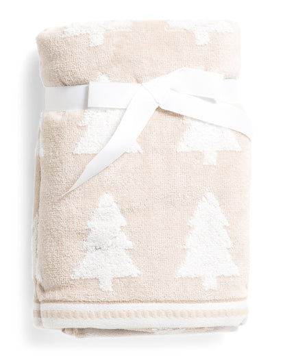 Toalla Manos Navidad Pinos Beige Set 2 Piezas